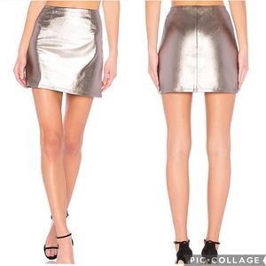 Lovers + Friends Metallic Silver Mini Skirt